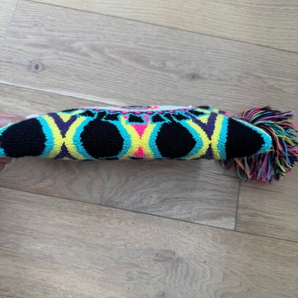 Boutique Handmade Evil Eye Woven Convertible Colorful Clutch Purse Tasseled - Picture 5 of 10